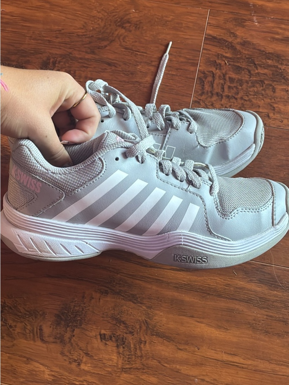 K-Swiss Women's Light Gray and White Athletic Sneakers